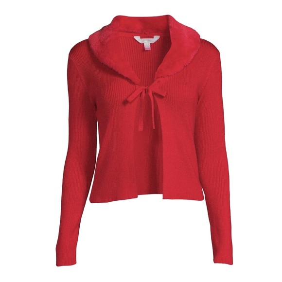 Women's No Boundaries Juniors Detachable Faux Fur Collar Cardigan Sweater - Picture 1 of 6